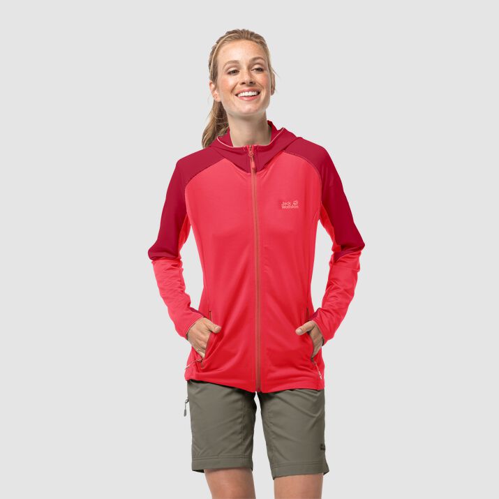 Chamarra Polar Jack Wolfskin Hydro 3 Mujer Rojos Mexico-7316958